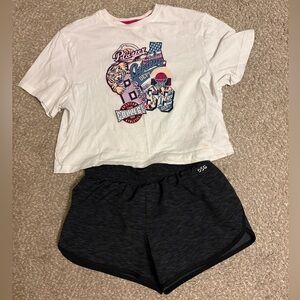 Girls DSG white t-shirt and black shorts outfit bundle